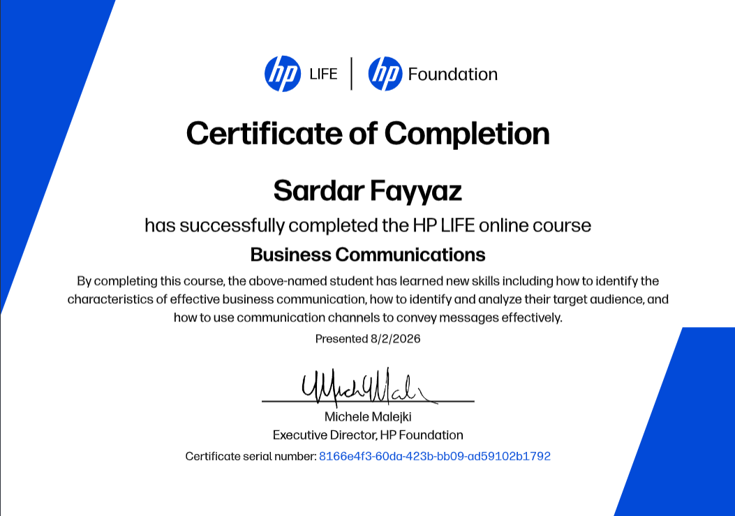 Business Communications certificate