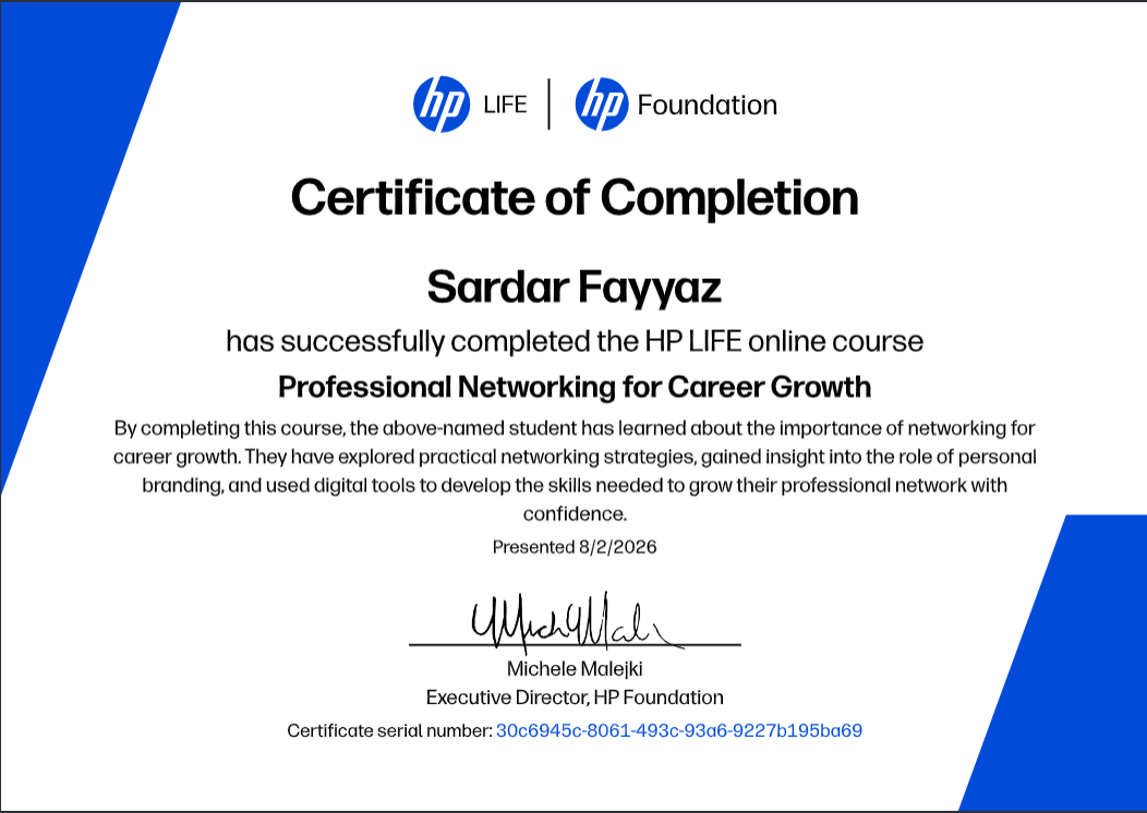 Professional Networking for Career Growth certificate