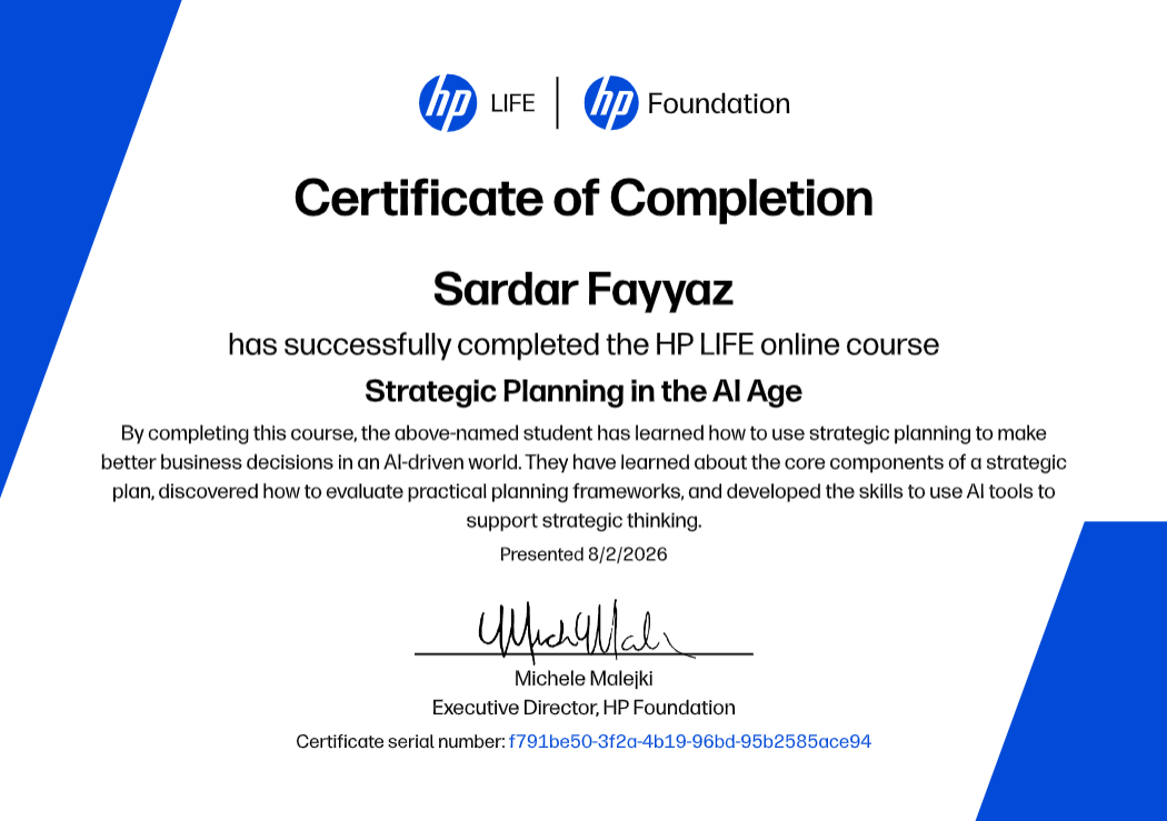 Strategic Planning in the AI Age certificate